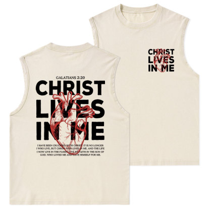 Christ Lives In Me Christian Washed Tank Top