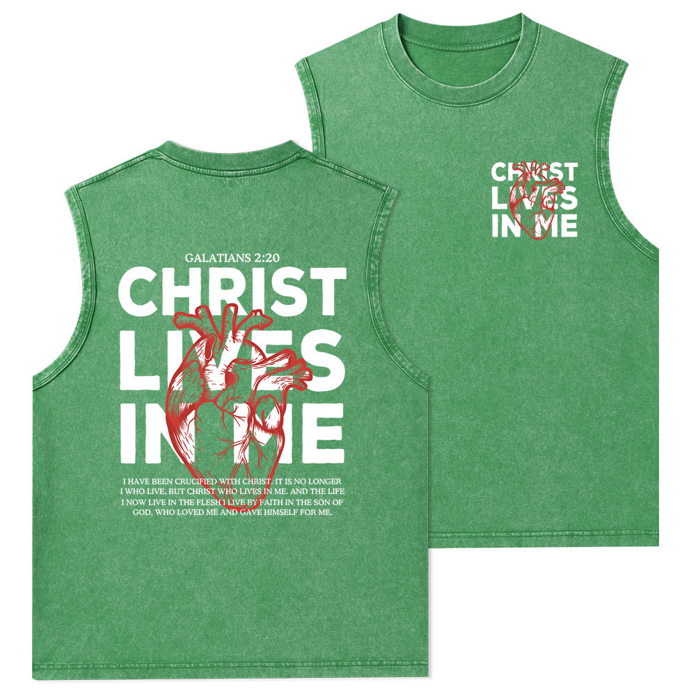 Christ Lives In Me Christian Washed Tank Top