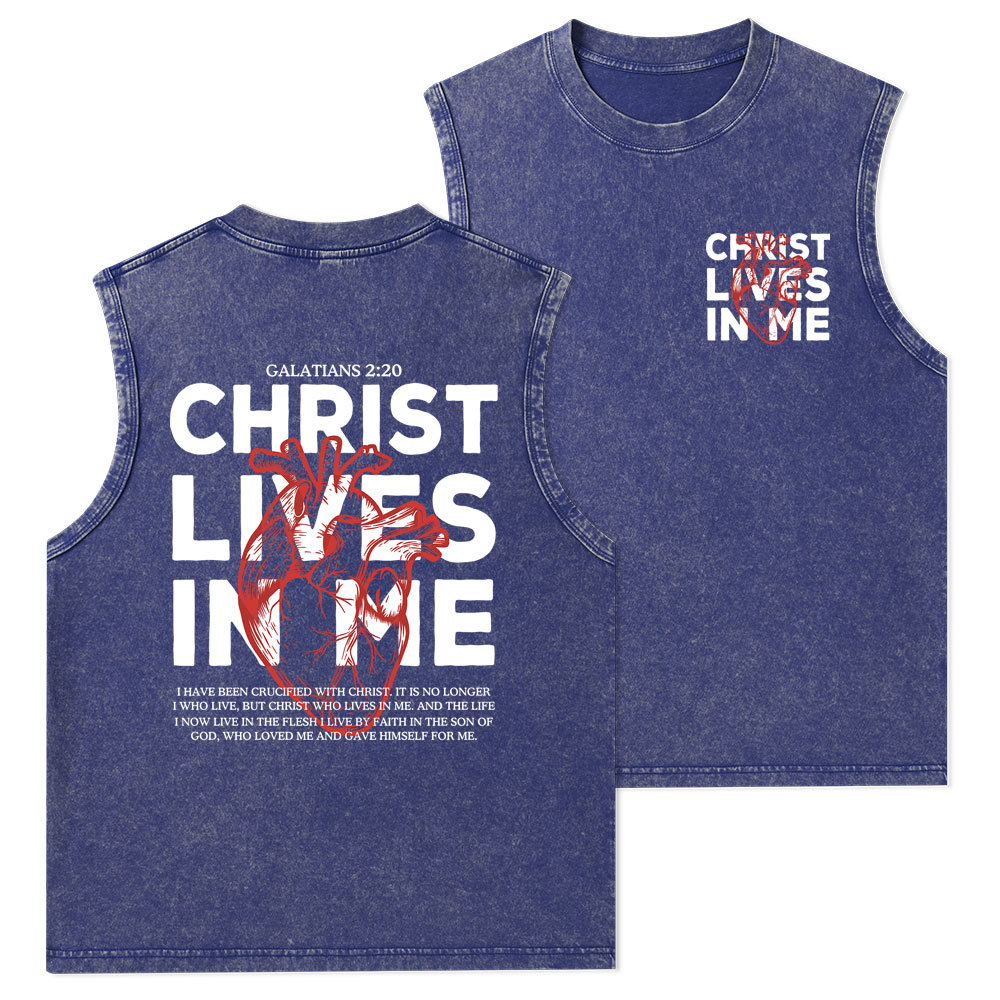 Christ Lives In Me Christian Washed Tank Top
