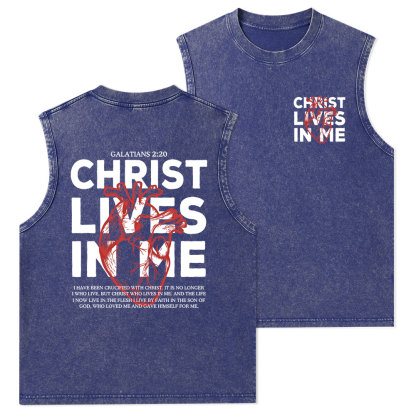 Christ Lives In Me Christian Washed Tank Top