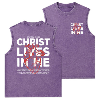 Christ Lives In Me Christian Washed Tank Top