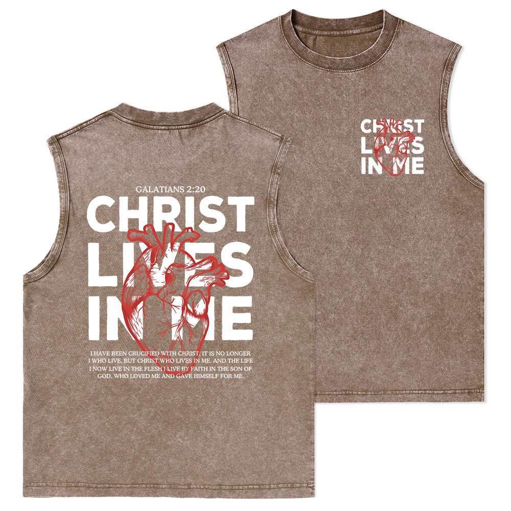 Christ Lives In Me Christian Washed Tank Top