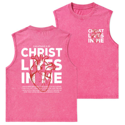 Christ Lives In Me Christian Washed Tank Top