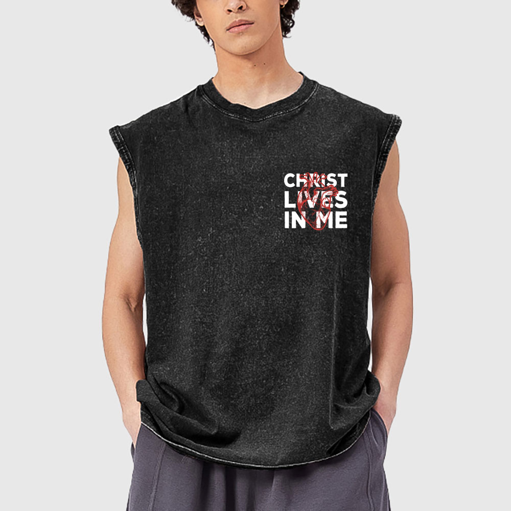 Christ Lives In Me Christian Washed Tank Top