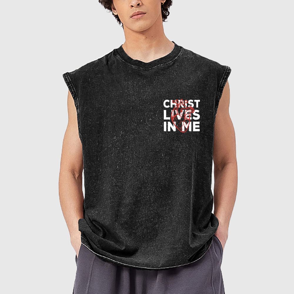 Christ Lives In Me Christian Washed Tank Top