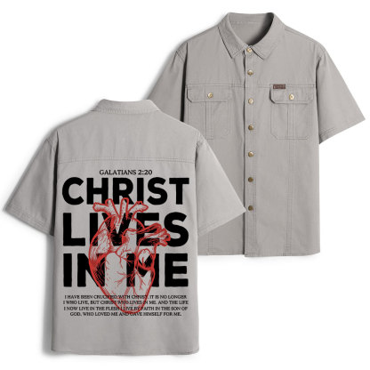 Christ Lives In Me Christian Work Shirt