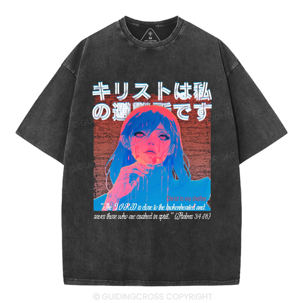 Christ My Shelter Christian Washed T-Shirt