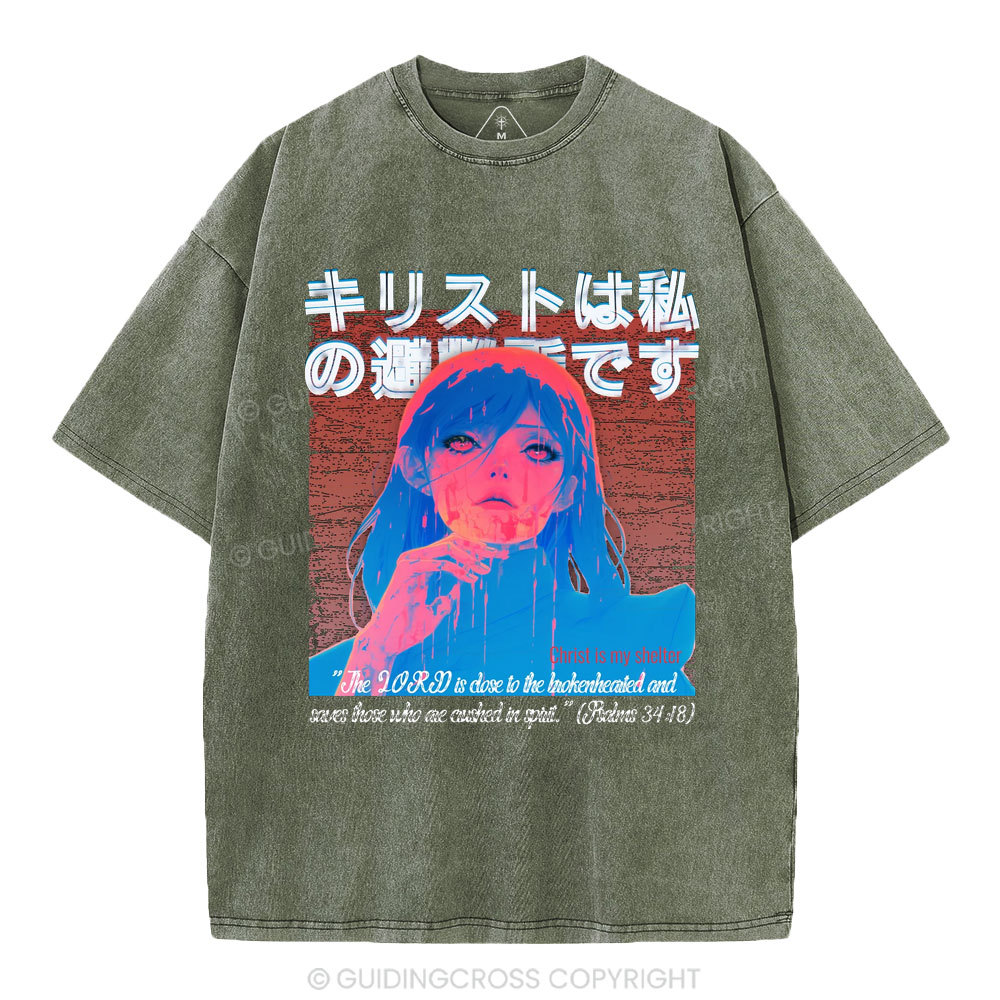 Christ My Shelter Christian Washed T-Shirt