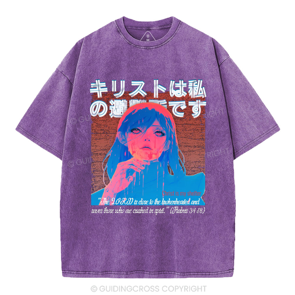 Christ My Shelter Christian Washed T-Shirt