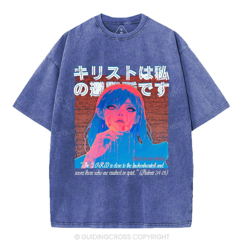 Christ My Shelter Christian Washed T-Shirt