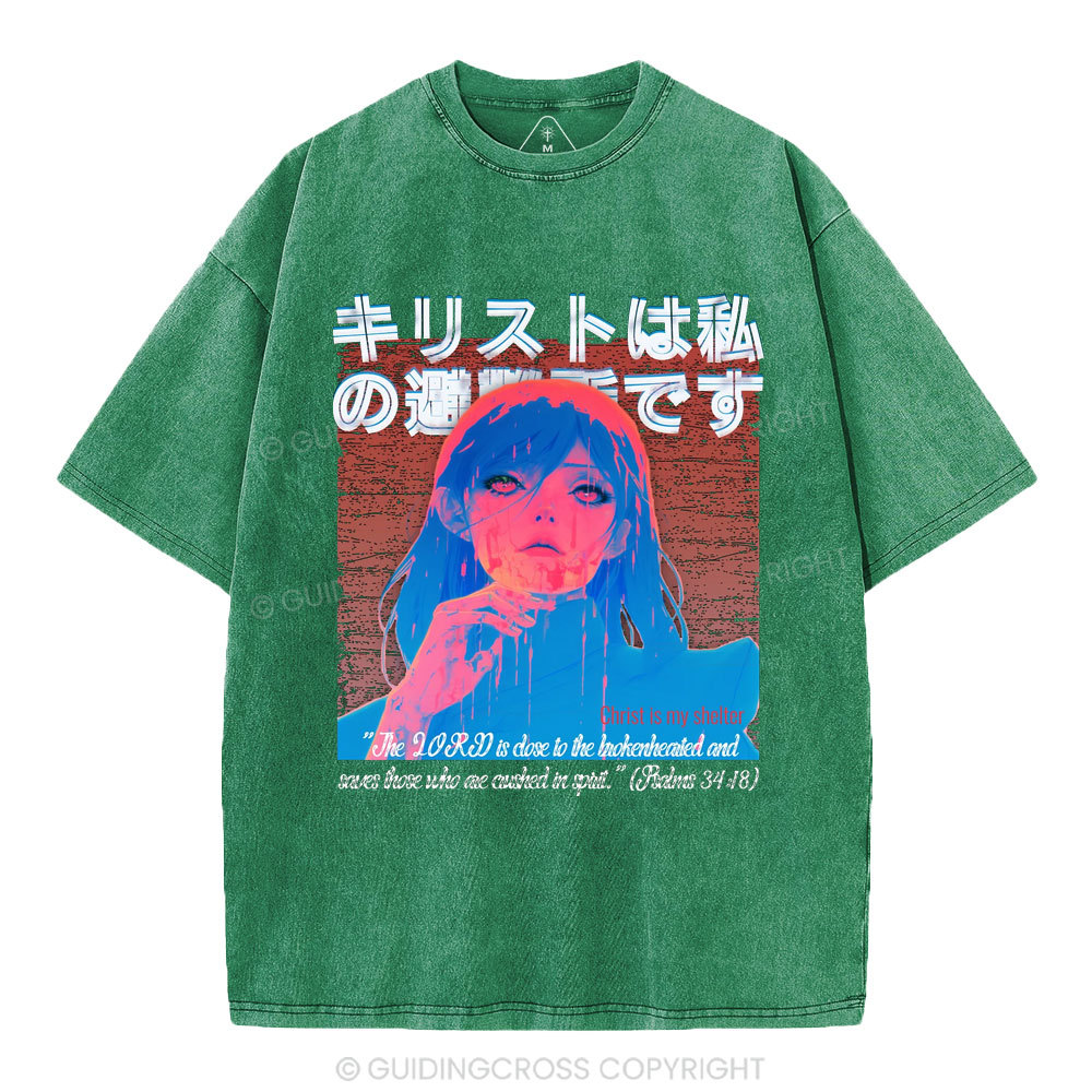 Christ My Shelter Christian Washed T-Shirt