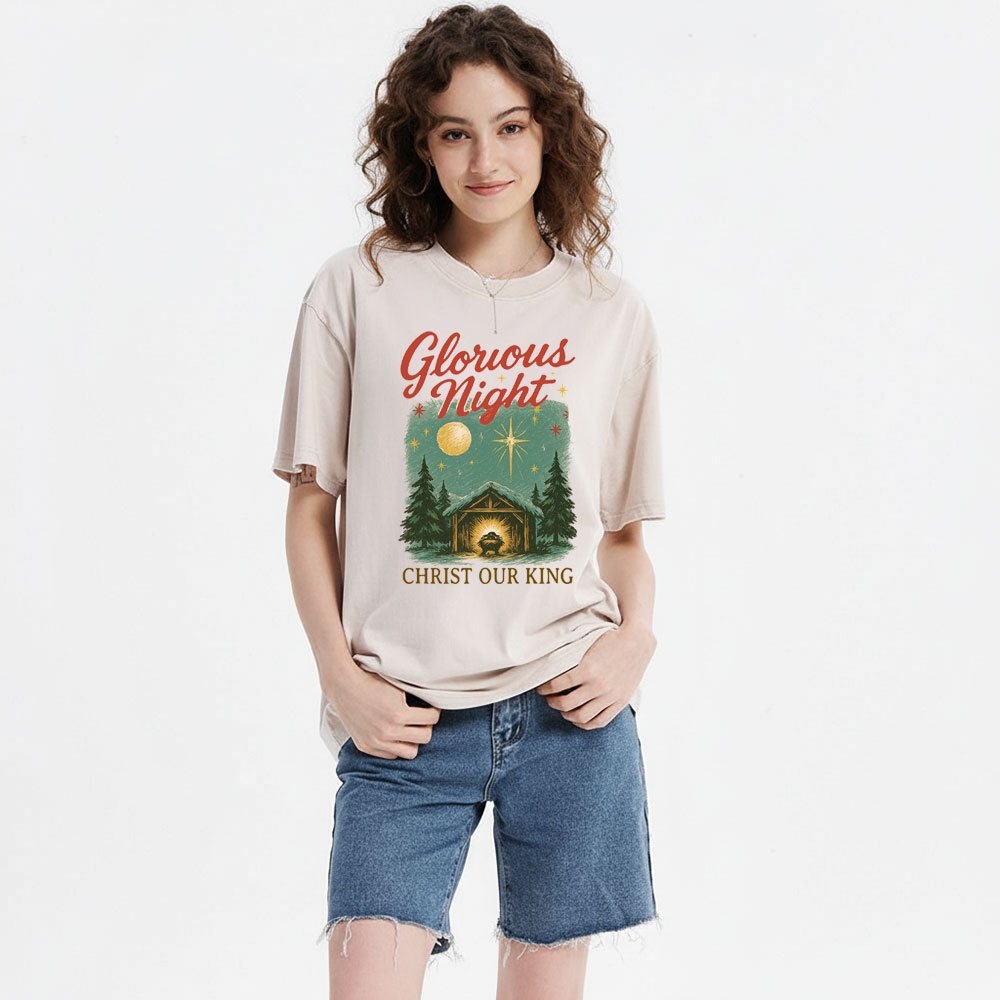Christ Our King Christian Christmas Washed T-Shirt
