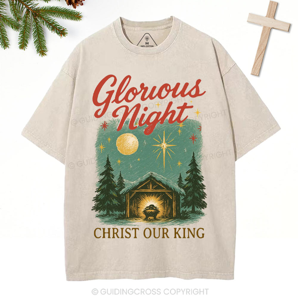 Christ Our King Christian Christmas Washed T-Shirt