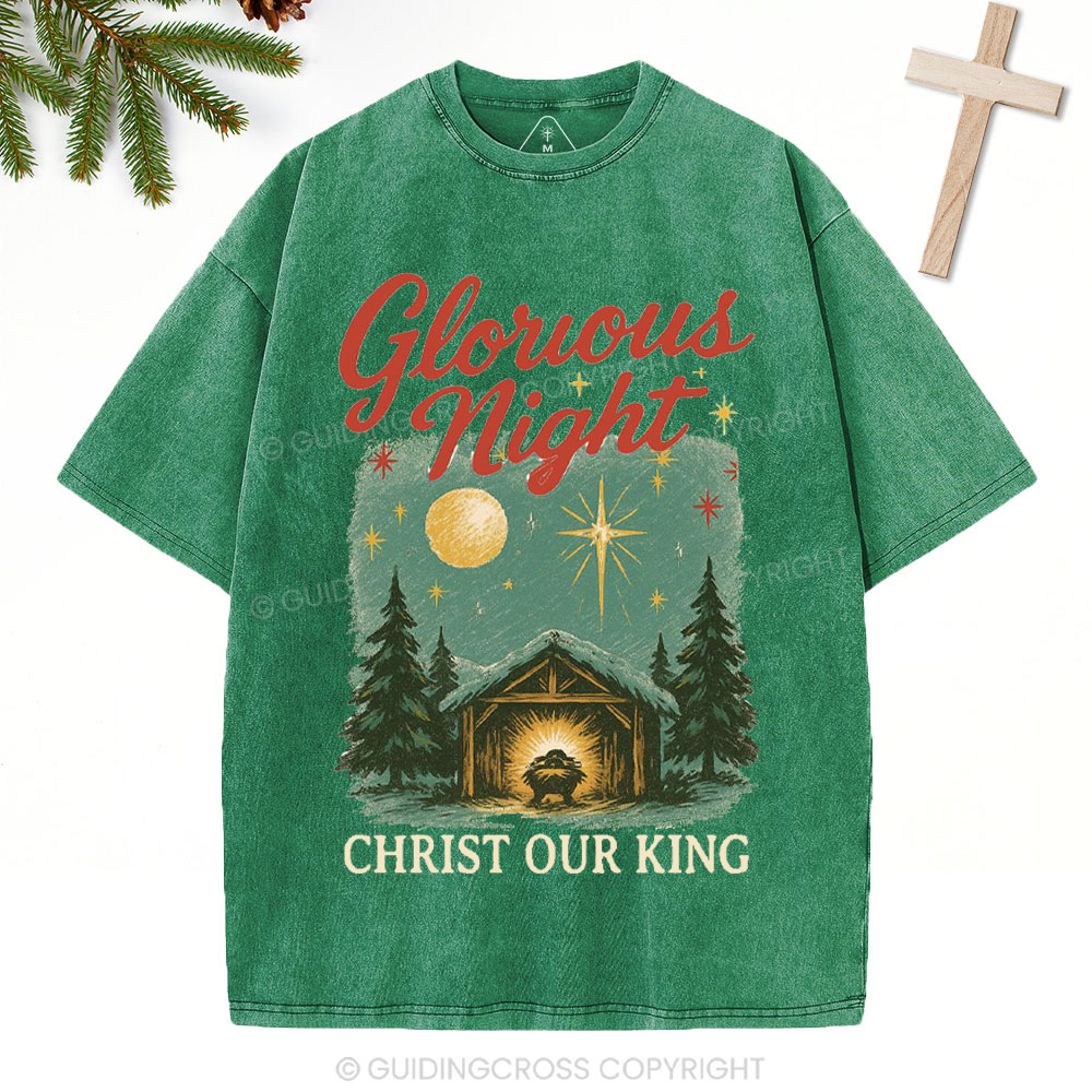Christ Our King Christian Christmas Washed T-Shirt