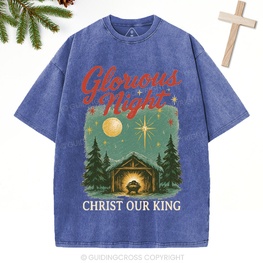 Christ Our King Christian Christmas Washed T-Shirt