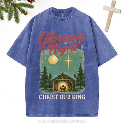 Christ Our King Christian Christmas Washed T-Shirt