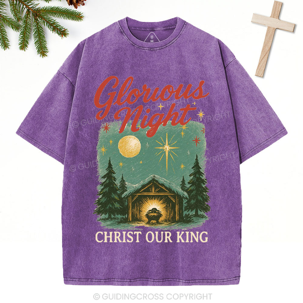 Christ Our King Christian Christmas Washed T-Shirt