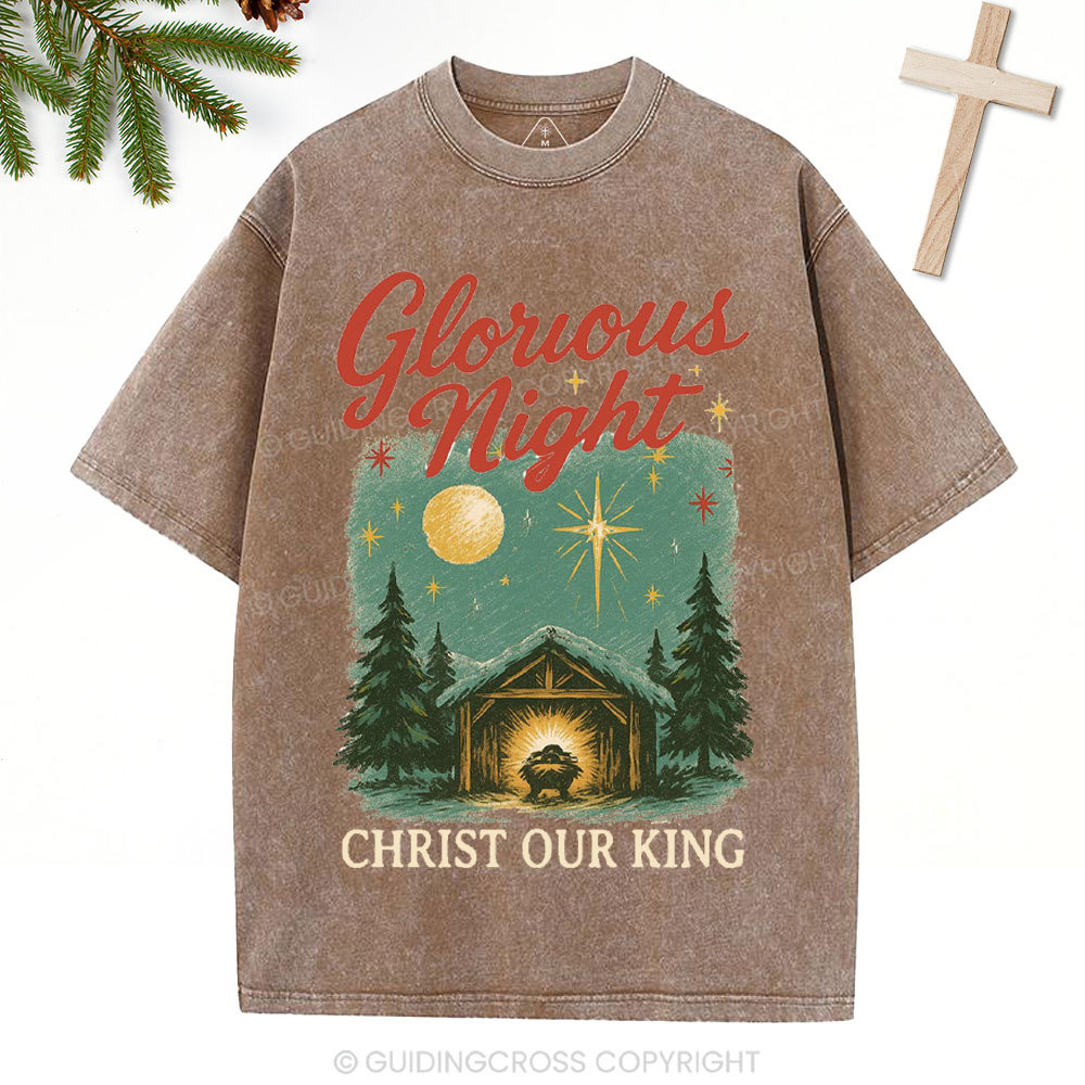 Christ Our King Christian Christmas Washed T-Shirt