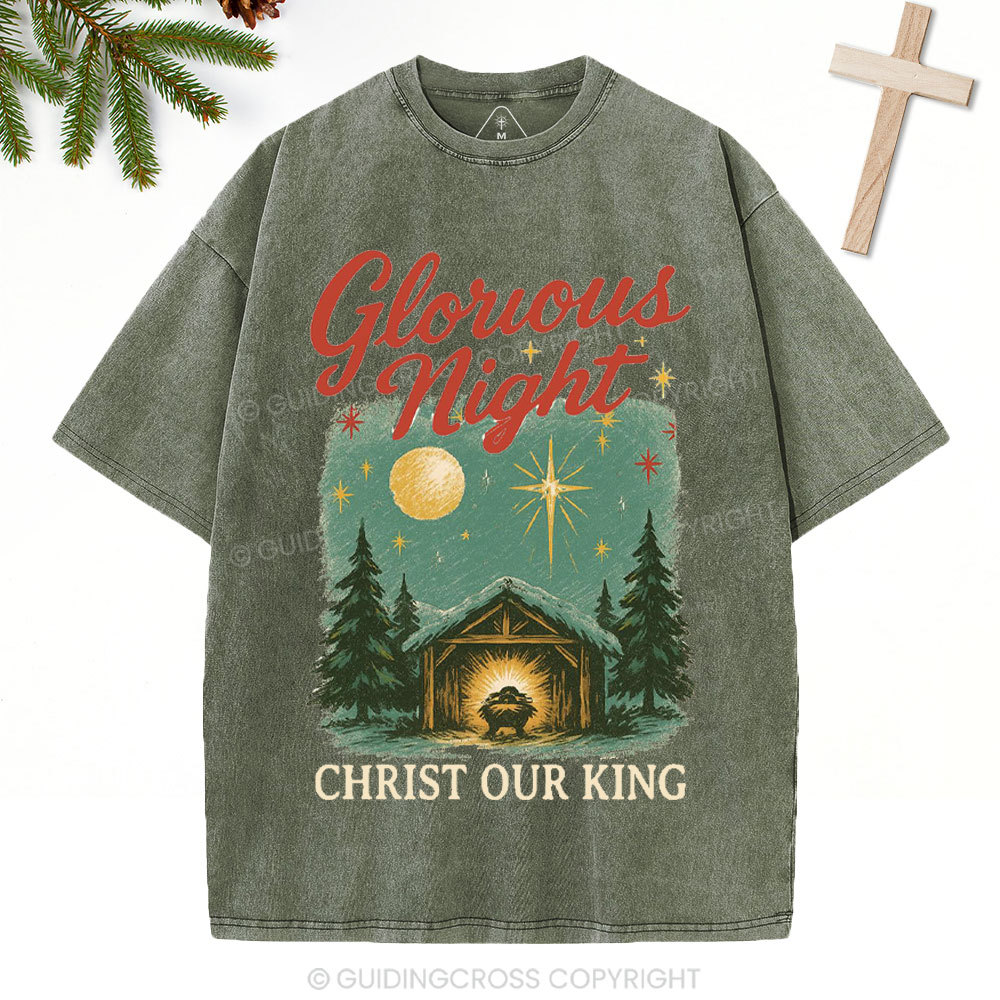 Christ Our King Christian Christmas Washed T-Shirt