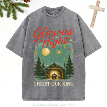 Christ Our King Christian Christmas Washed T-Shirt