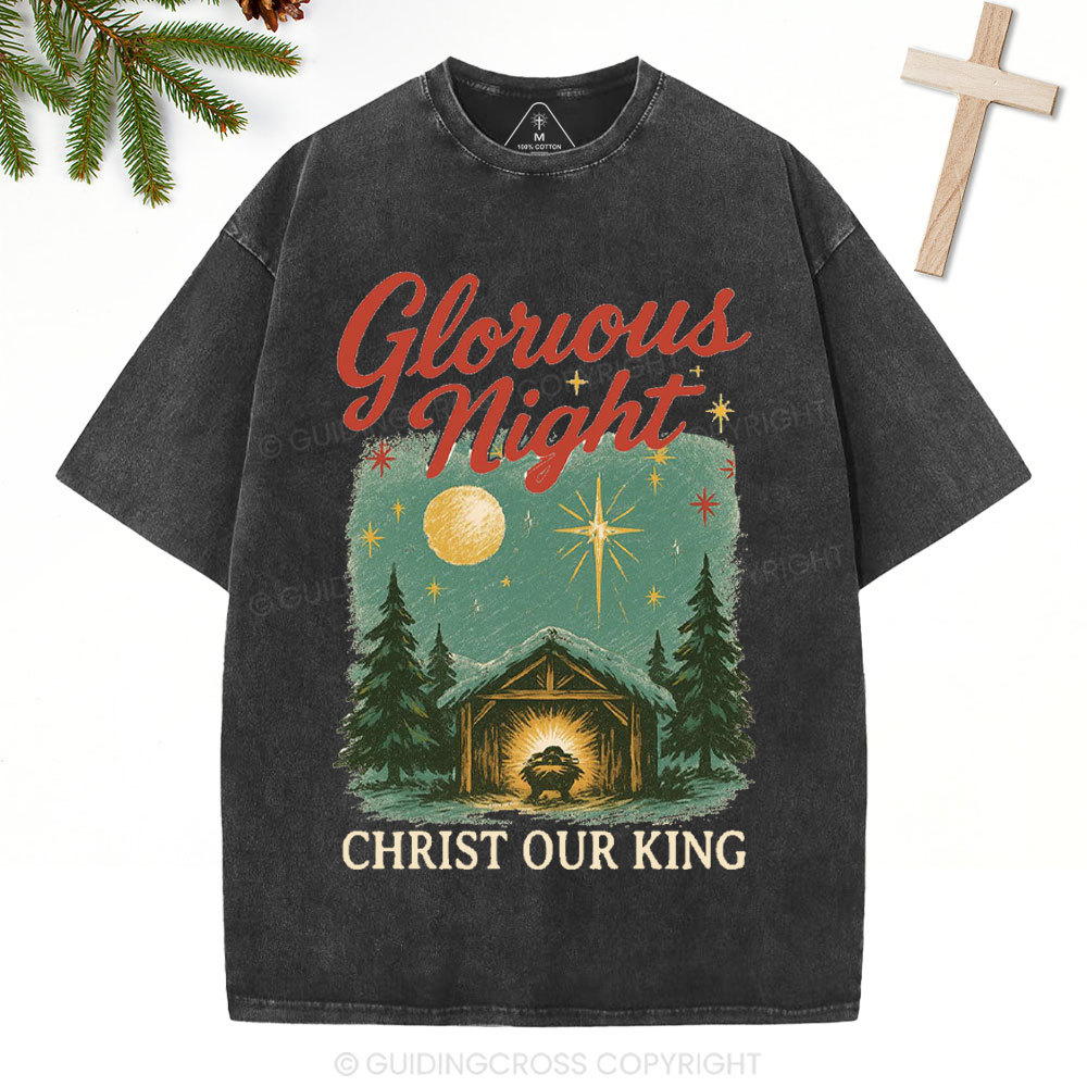 Christ Our King Christian Christmas Washed T-Shirt