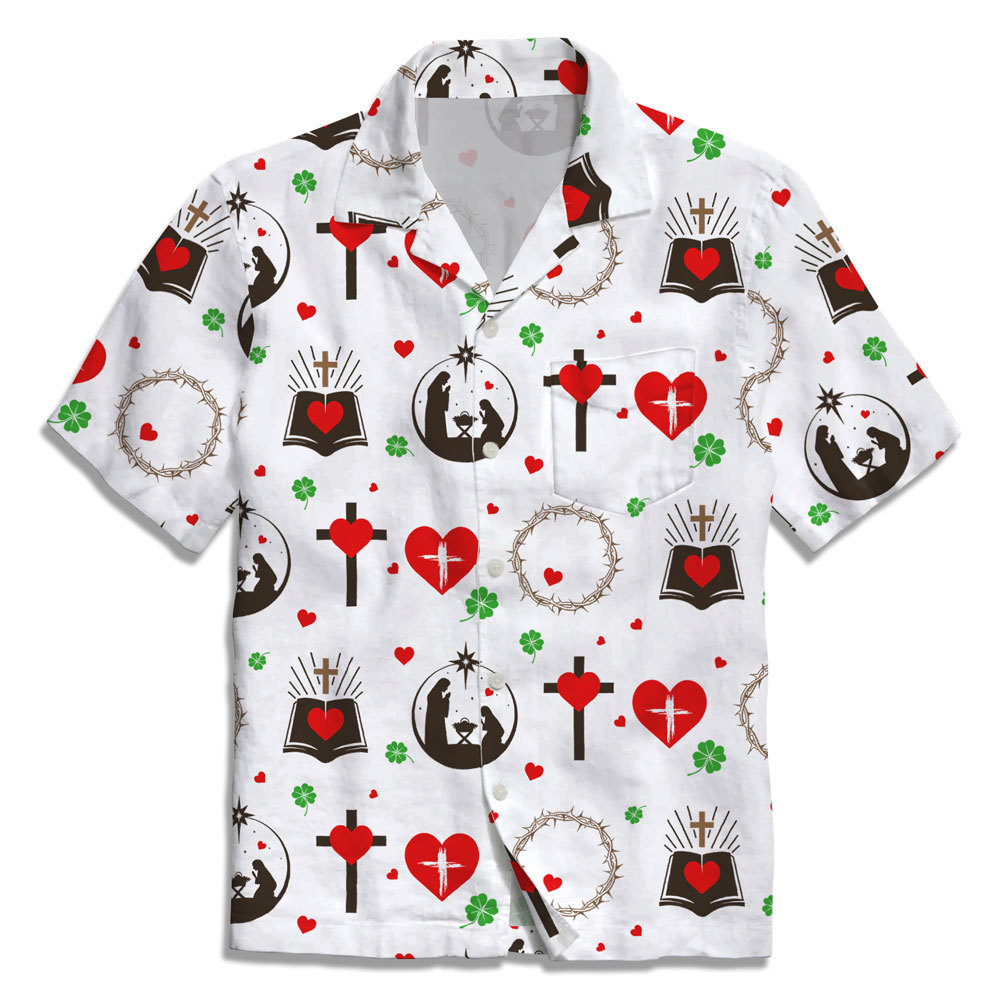 Christian Heart Cross Short Sleeve Shirt Sale-GuidingCross