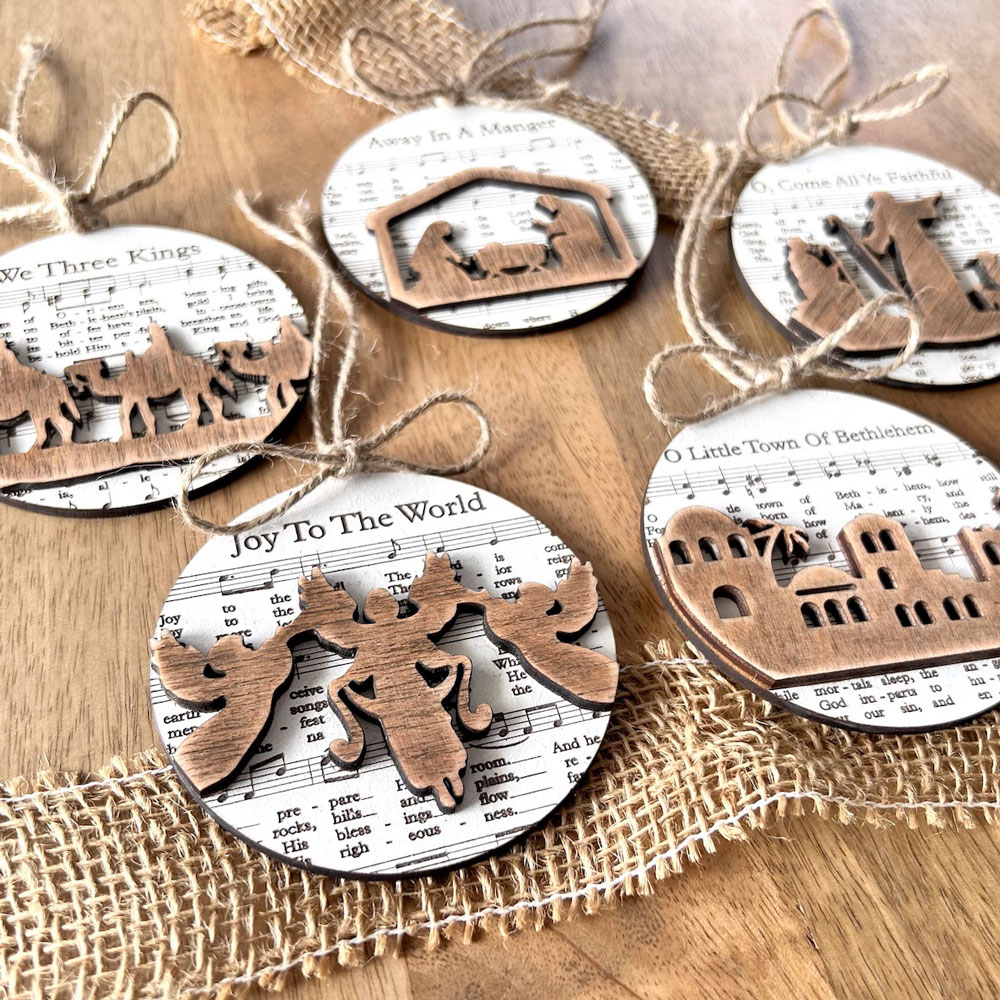 Christian Music Sheet Nativity Christmas Ornament Set Sale - GuidingCross