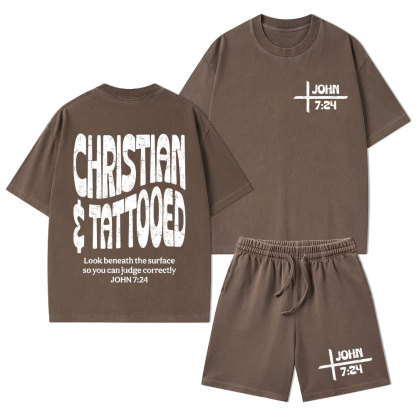 Christian & Tattooed Christian Washed T-Shirt & Shorts