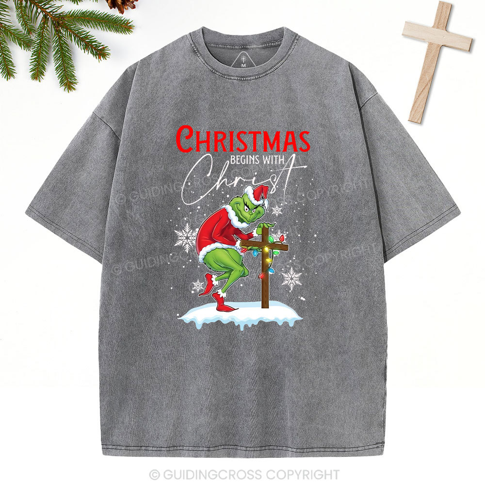 Christmas Begin With Christ Christian Washed T-Shirt