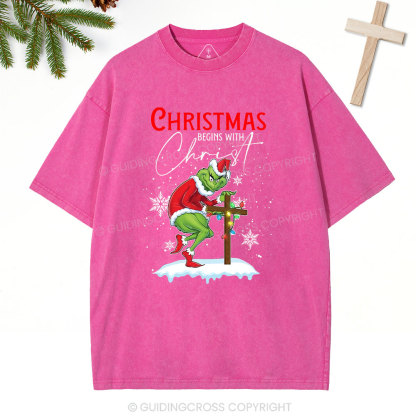 Christmas Begin With Christ Christian Washed T-Shirt
