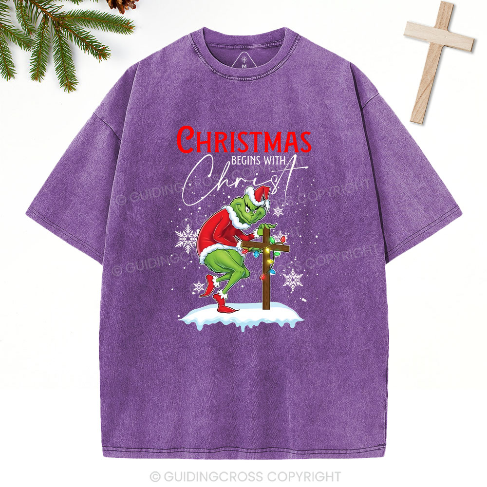 Christmas Begin With Christ Christian Washed T-Shirt