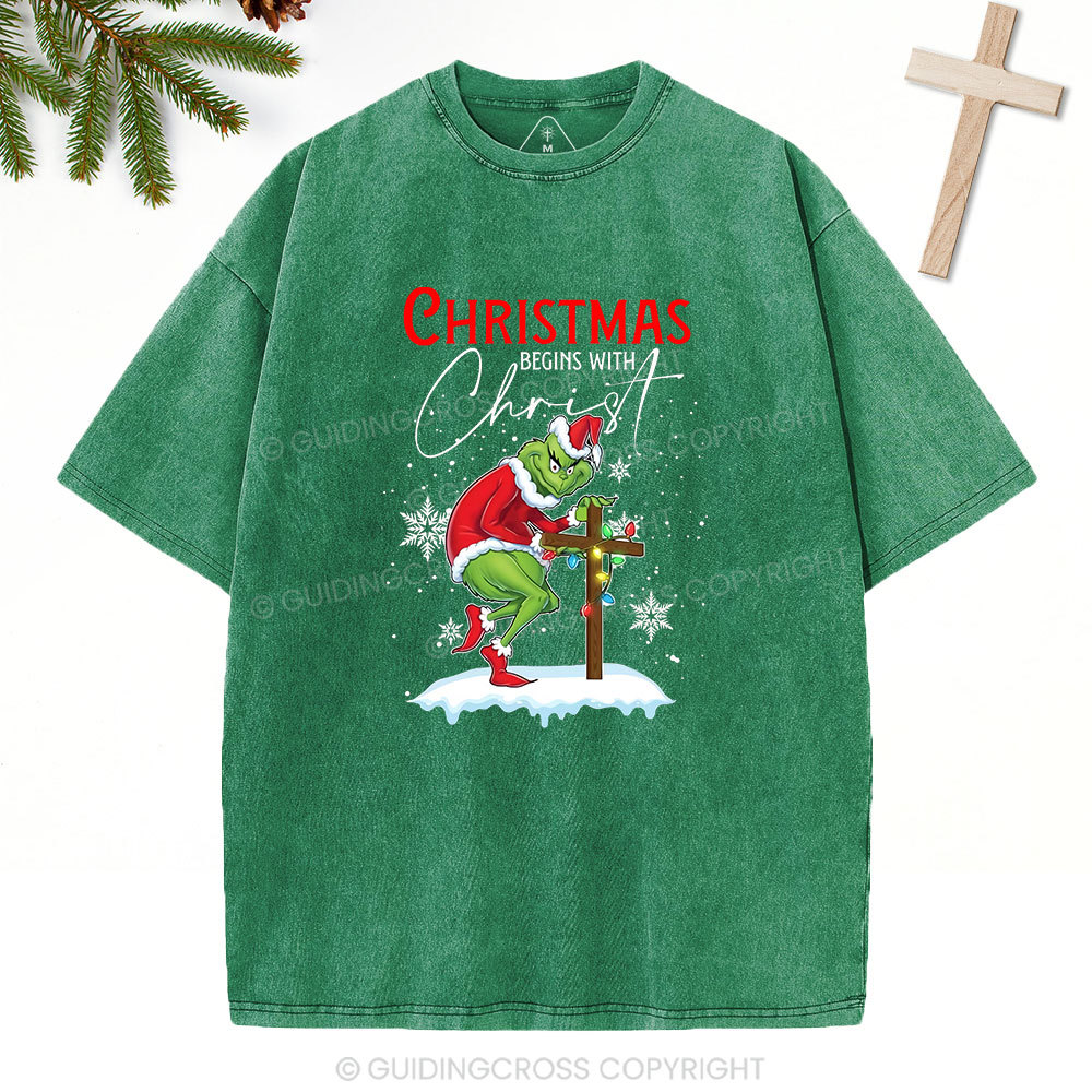Christmas Begin With Christ Christian Washed T-Shirt