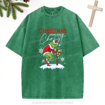 Christmas Begin With Christ Christian Washed T-Shirt