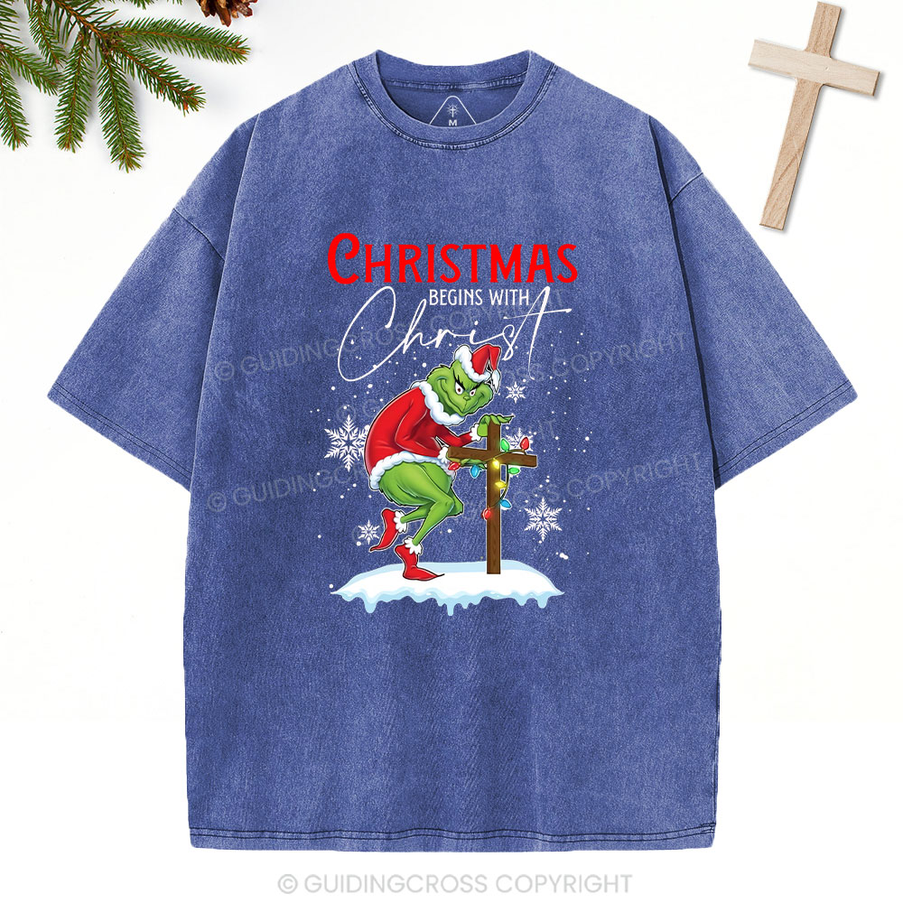 Christmas Begin With Christ Christian Washed T-Shirt