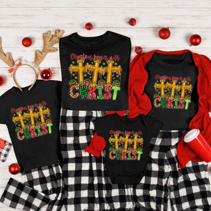 Christmas Begins With Christ Christian Family Matching Shirts