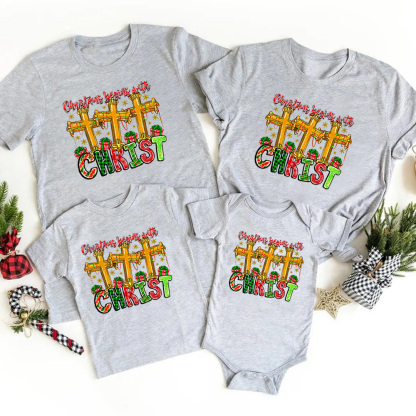 Christmas Begins With Christ Christian Family Matching Shirts