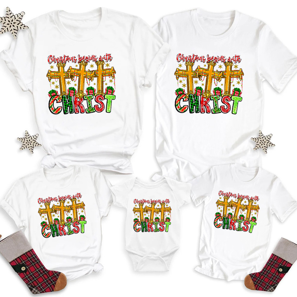 Christmas Begins With Christ Christian Family Matching Shirts