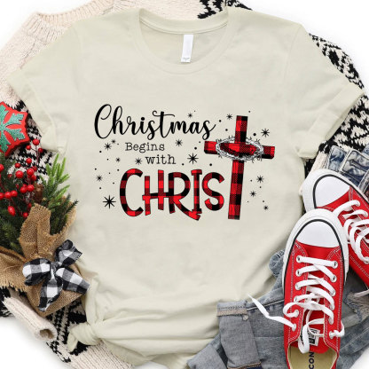 Christmas Begins With Christ Christian T-Shirt