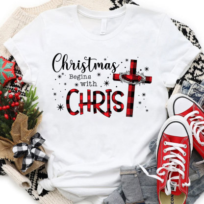 Christmas Begins With Christ Christian T-Shirt
