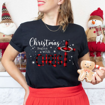 Christmas Begins With Christ Christian T-Shirt