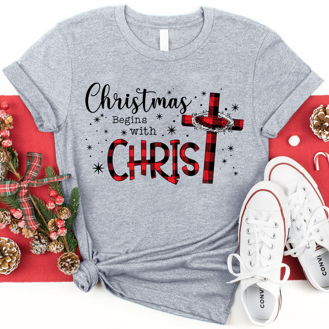 Christmas Begins With Christ Christian T-Shirt