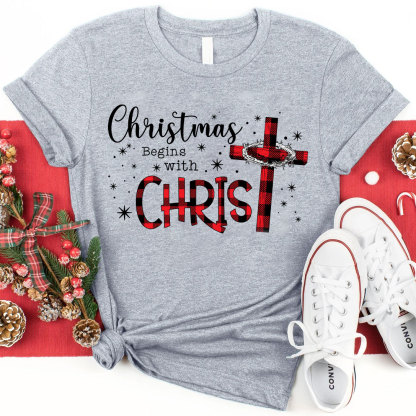 Christmas Begins With Christ Christian T-Shirt