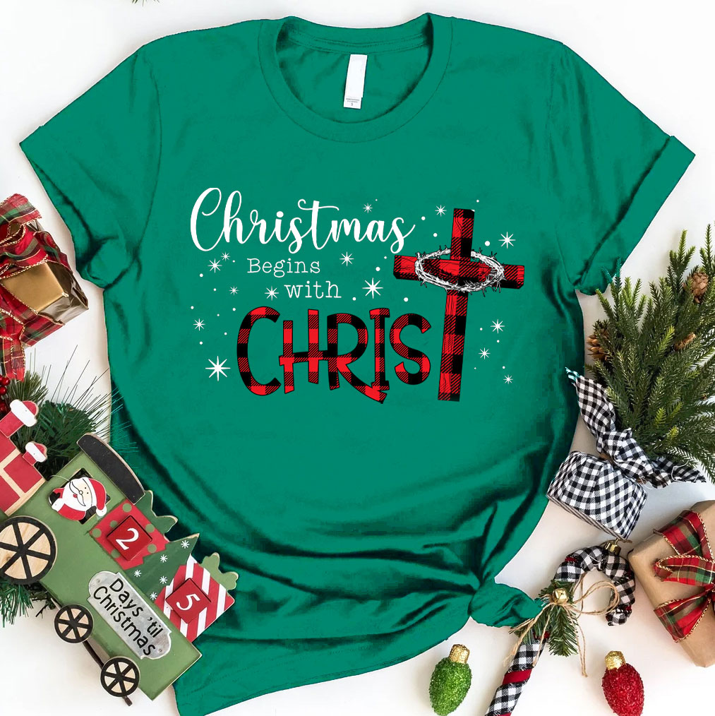 Christmas Begins With Christ Christian T-Shirt