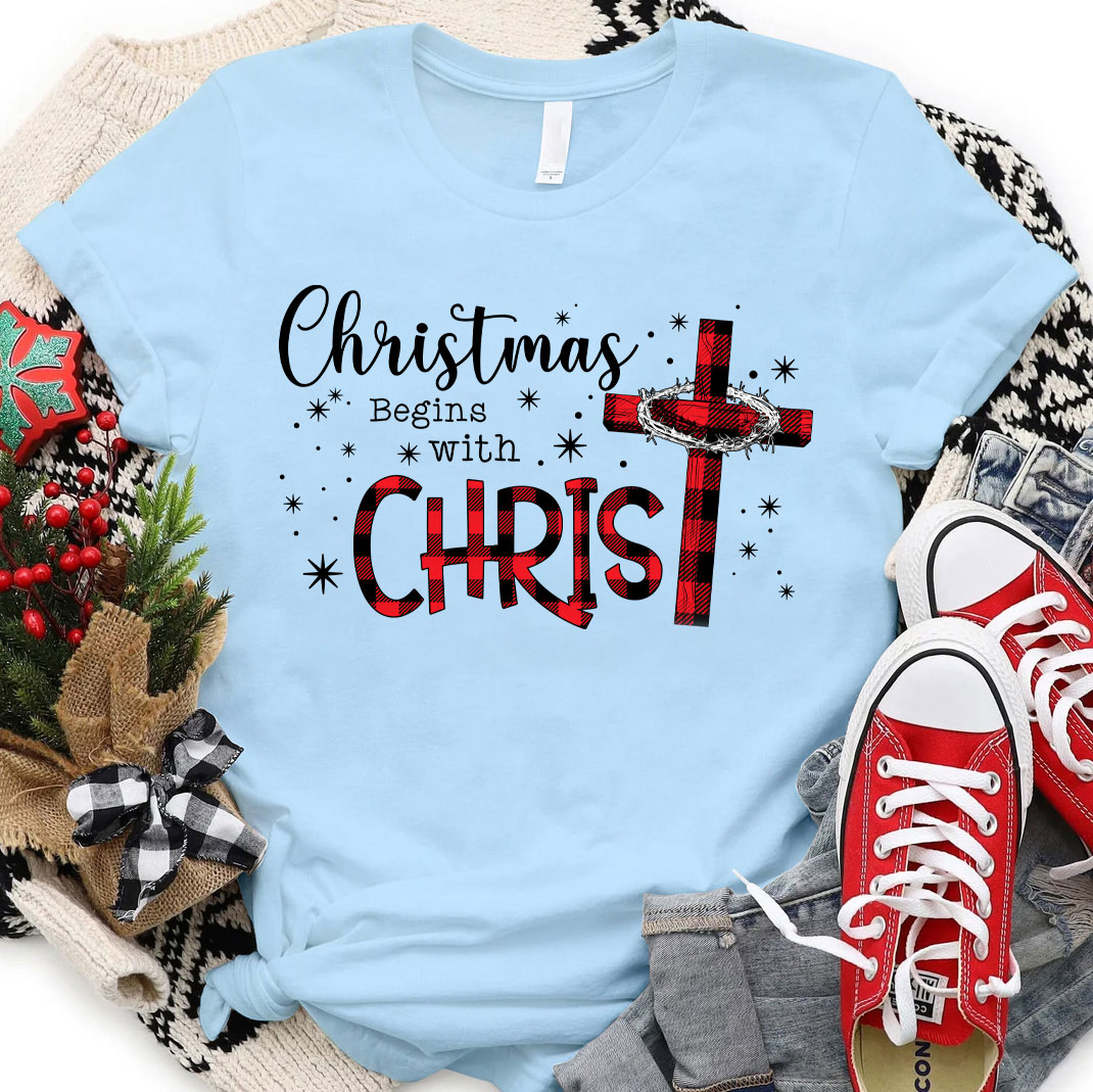 Christmas Begins With Christ Christian T-Shirt