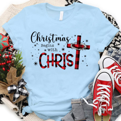 Christmas Begins With Christ Christian T-Shirt