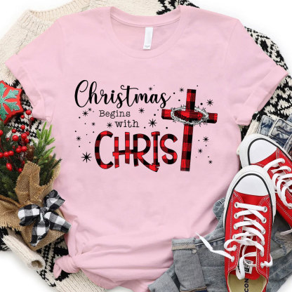 Christmas Begins With Christ Christian T-Shirt