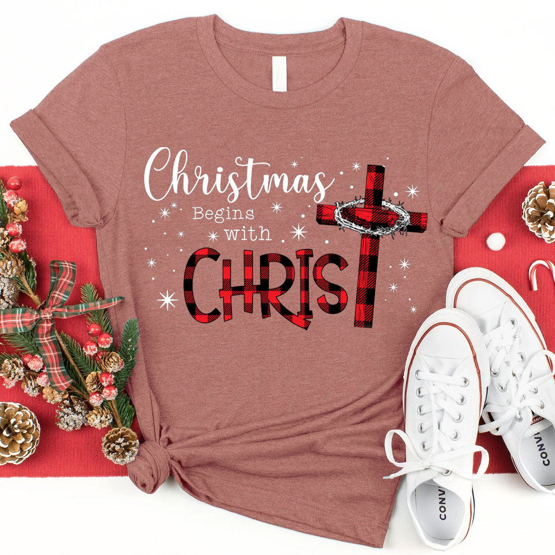 Christmas Begins With Christ Christian T-Shirt
