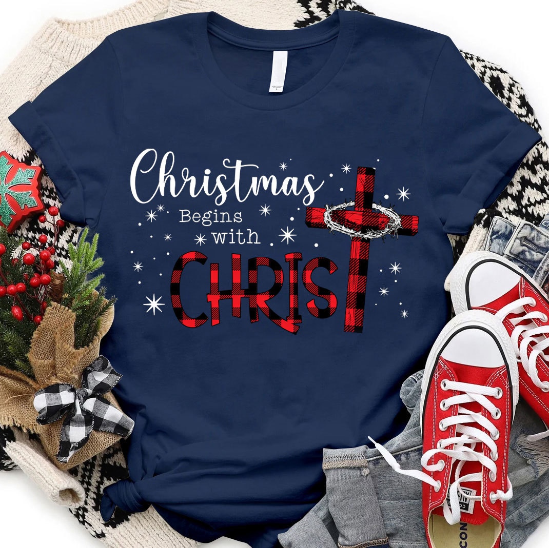 Christmas Begins With Christ Christian T-Shirt