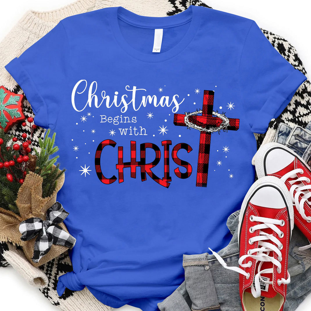 Christmas Begins With Christ Christian T-Shirt
