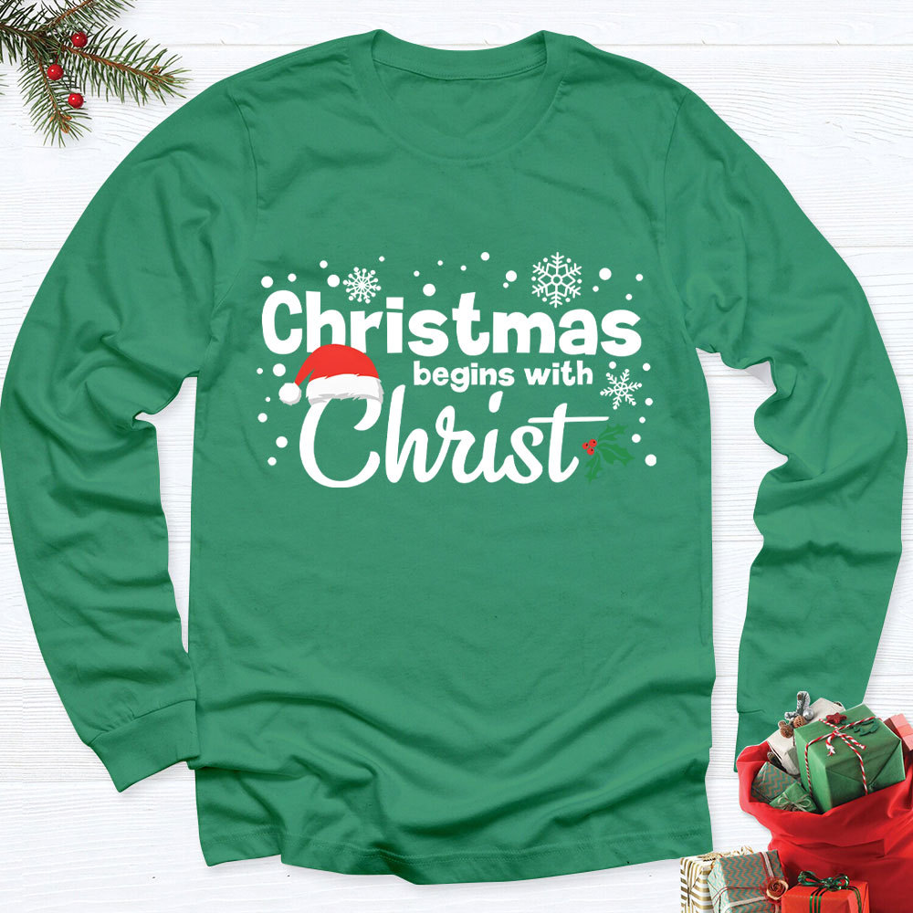 Christmas Begins with Christ Christian Long Sleeve T-Shirt